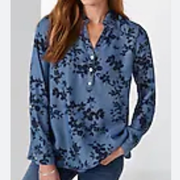 J. Jill Tops - J. Jill denim blue popover top